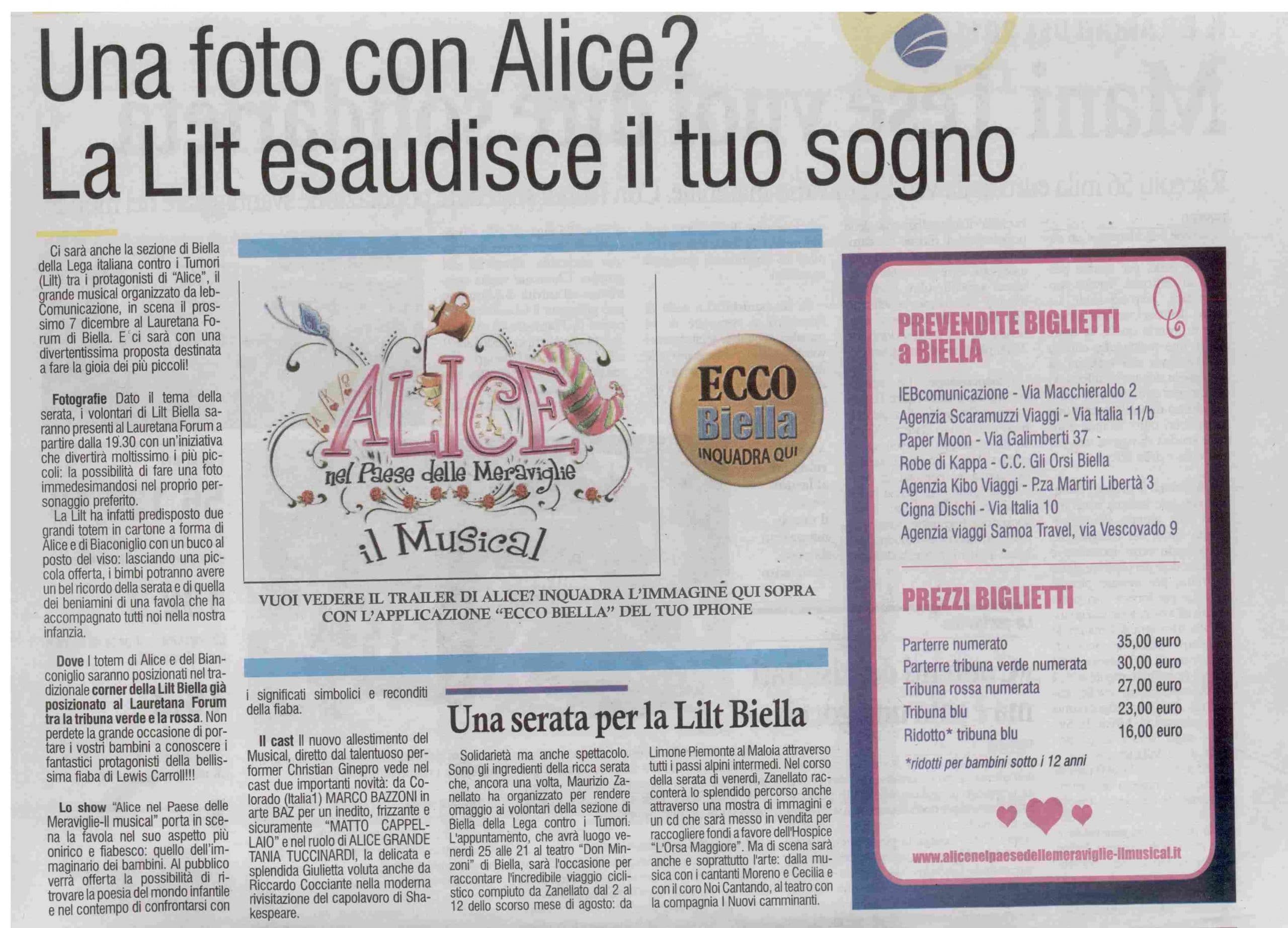 UNA FOTO CON ALICE? LA LILT ESAUDISCE IL TUO SOGNO