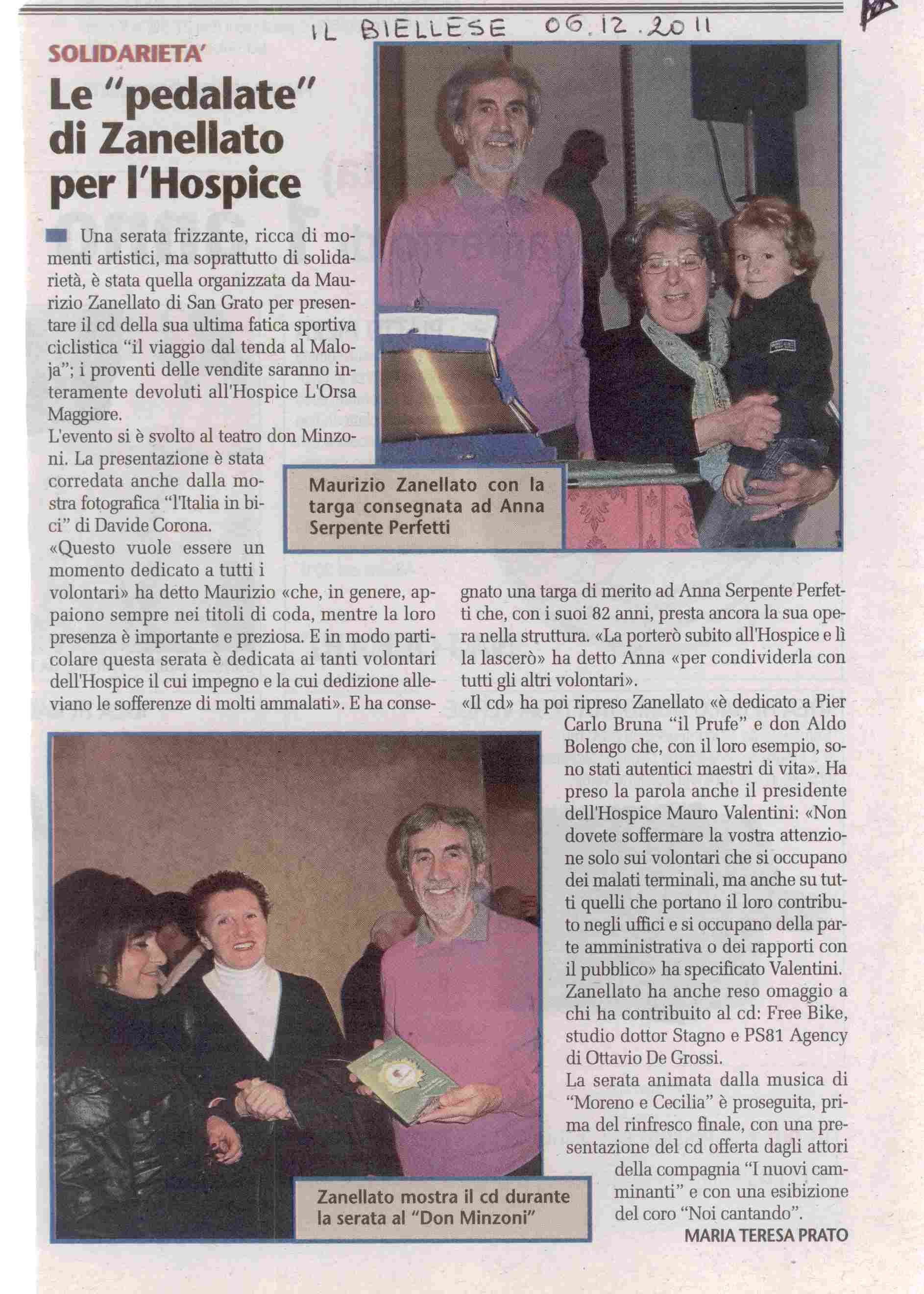 Le “pedalate” di Zanellato per l’Hospice