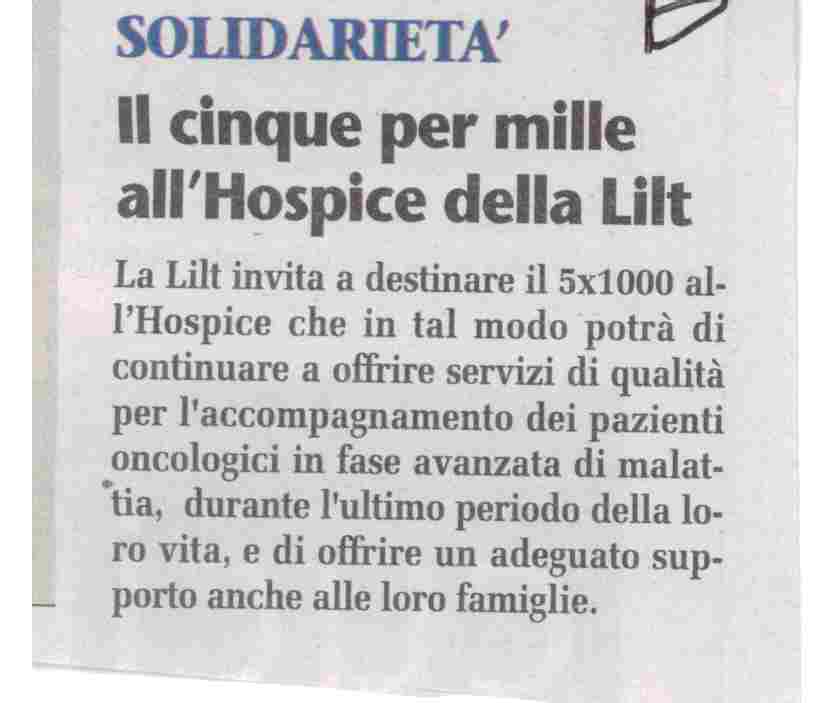 Cinque per mille all’Hospice: un gesto che vale molto a costo zero!