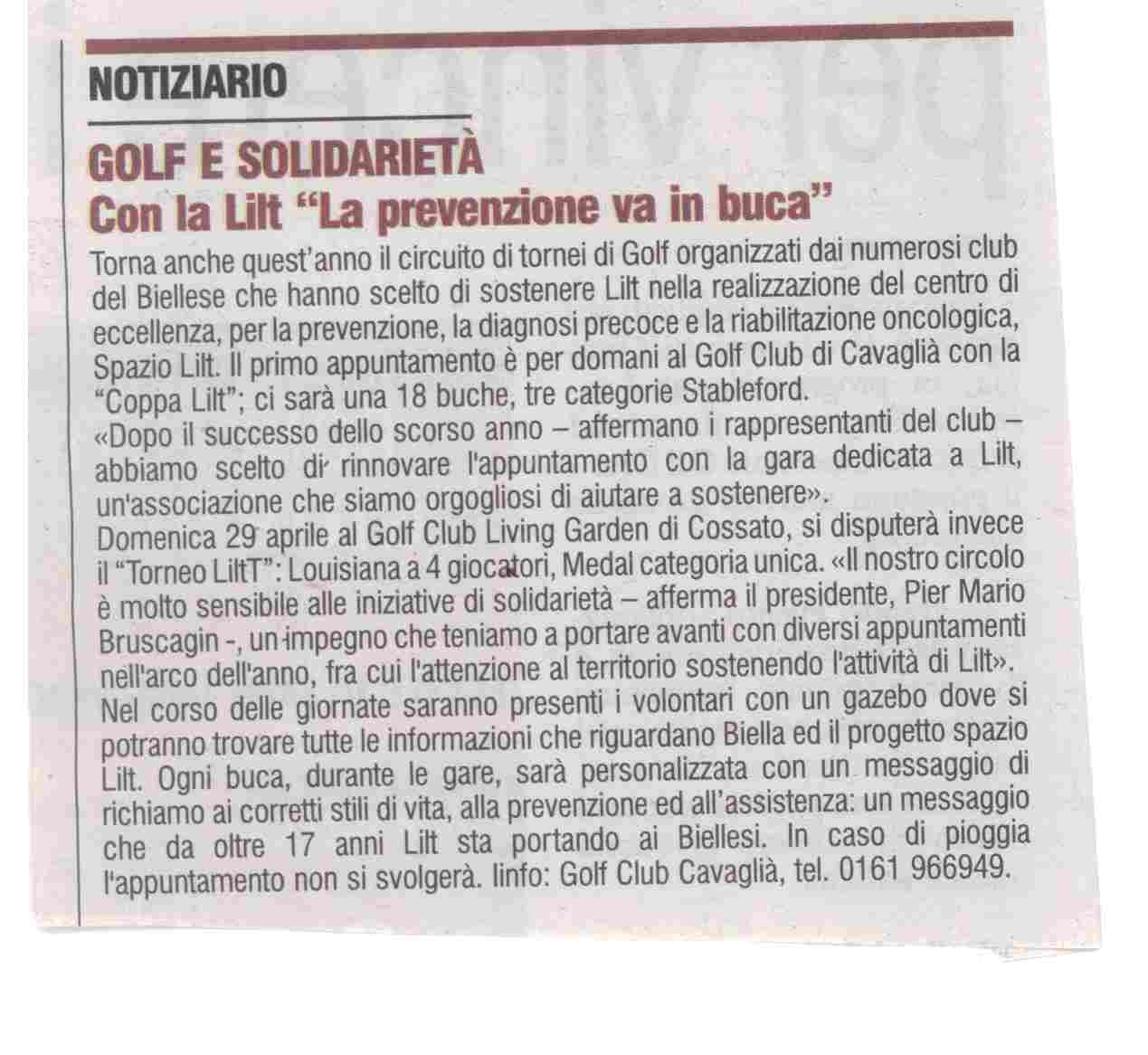Con LILT la prevenzione va in buca