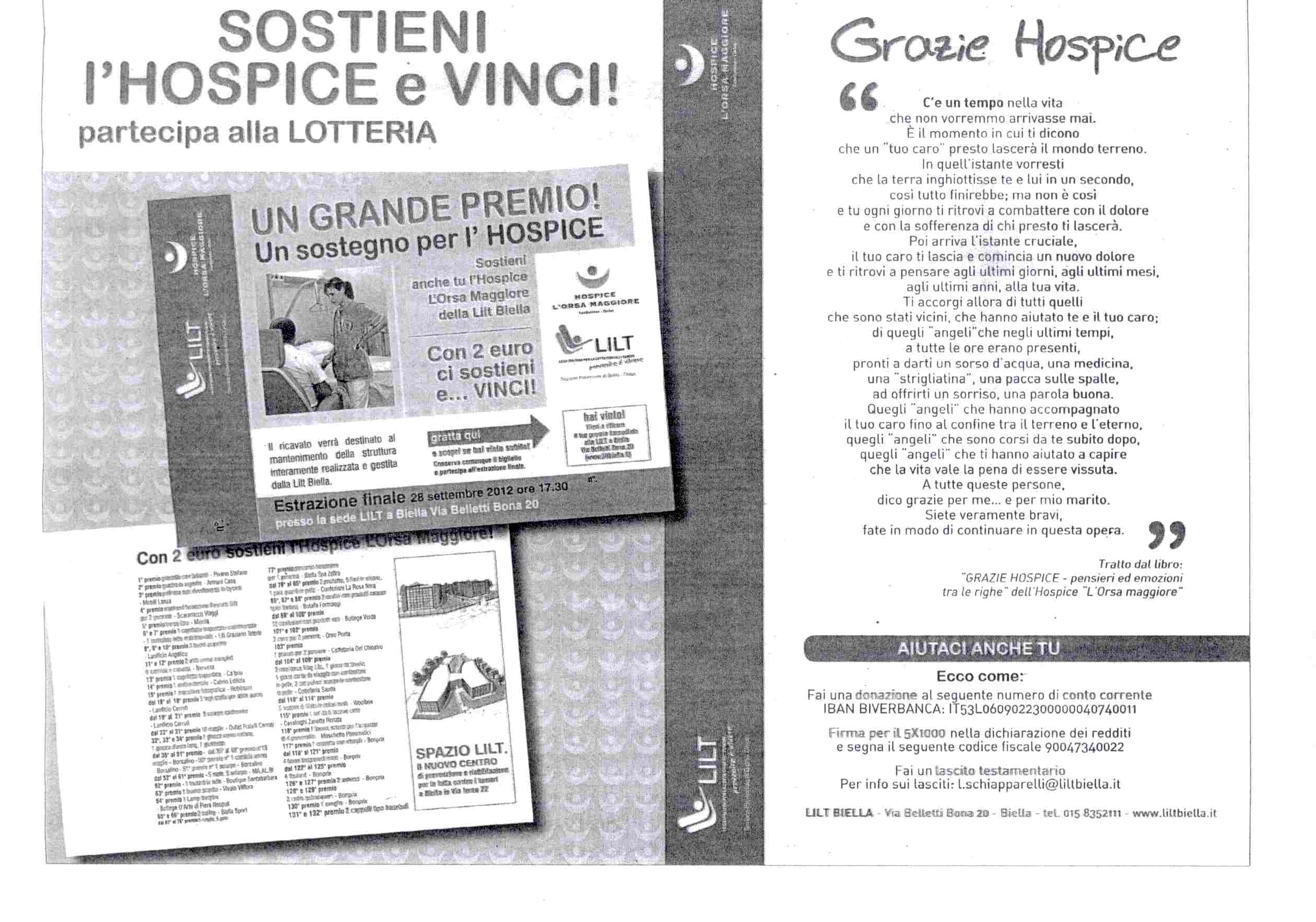 Sostieni l’Hospice… e vinci!